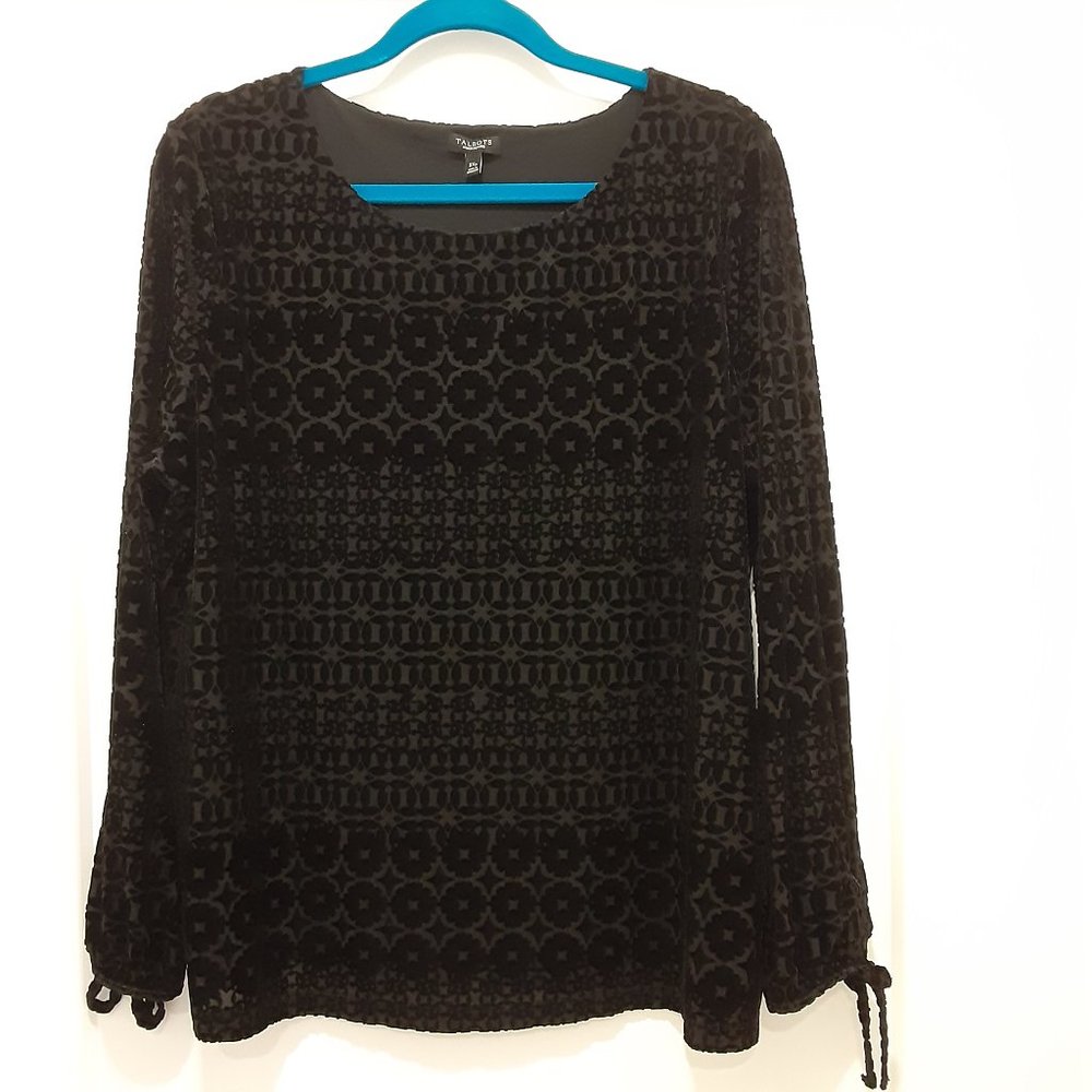 TALBOTS black velvet burnout tunic top (2XP)